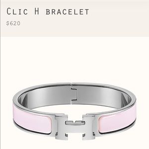 NWT Hermès Clic H Bracelet silver pink RoseDragée